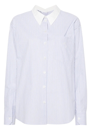 Acne Studios logo-embroidered striped button-up shirt - Blue