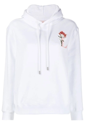 Lanvin logo-embroidered drawstring hoodie - White