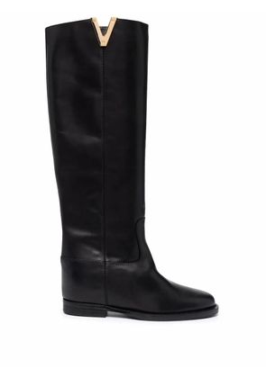 Via Roma 15 logo plaque knee-length boots - Black