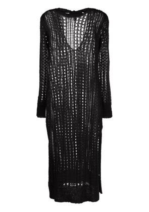 GANNI open-knit mohair-blend dress - Blue