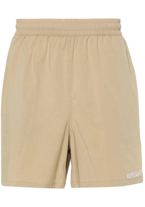 Represent logo-embroidered bermuda shorts - Neutrals