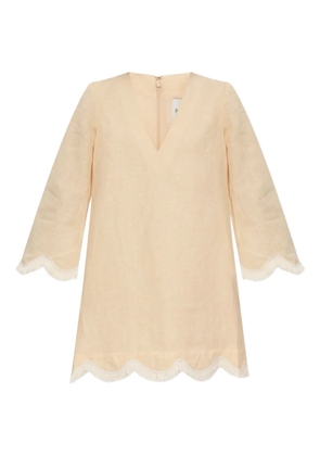 Posse Essie scalloped-hem linen dress - Yellow