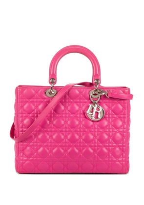 Christian Dior Pre-Owned large Lady Dior quilted charm-detail tote bag - Pink