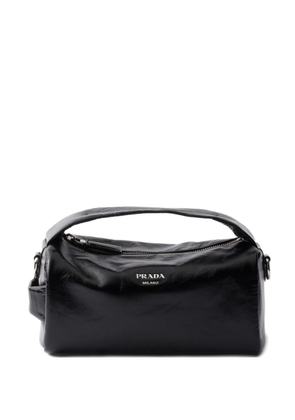 Prada leather logo messenger bag - Black