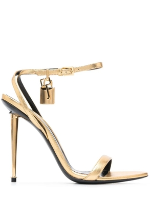 TOM FORD 115mm Padlock metallic sandals - Gold
