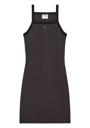 Courrèges contrast-trim cotton mini dress - Brown