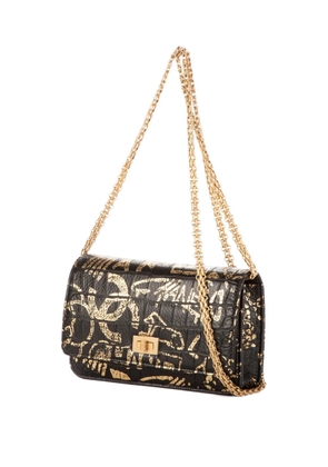CHANEL Pre-Owned gold-print chain bag - Black