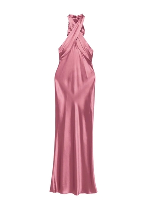 Retrofete cross-front satin dress - Pink