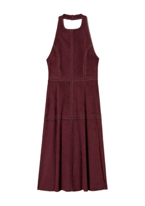 TWINSET embroidery suede midi dress - Red