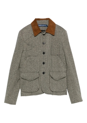 Polo Ralph Lauren suede-trim herringbone jacket - Black