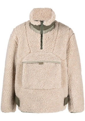 sacai faux-shearling zip-pocket sweatshirt - Neutrals