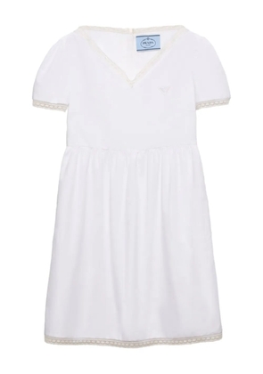 Prada lace-trimmed mini dress - White