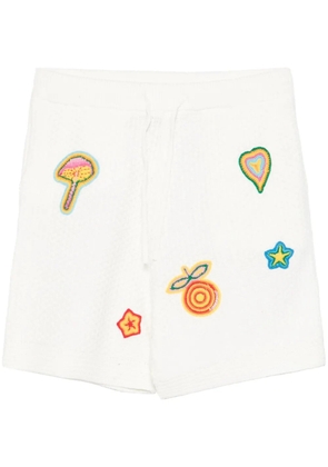 Casablanca patch-detailing crochet shorts - White