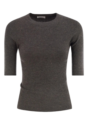 Brunello Cucinelli ribbed half-sleeve sweater - Grey