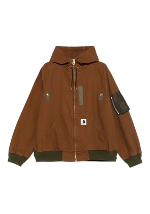 sacai zip-up hooded bomber jacket - Brown