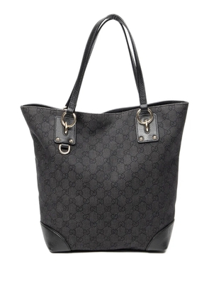 Gucci Pre-Owned monogram leather-trim tote bag - Black