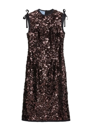 Prada sequin sleeveless midi dress - Brown