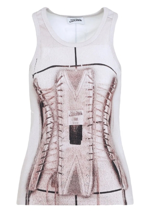 Jean Paul Gaultier Cage trompe l'œil printed top - White