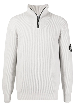 Giorgio Armani zip-front funnel neck jumper - White