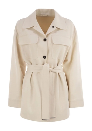 Brunello Cucinelli buttoned-up belted jacket - White