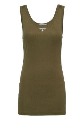 Prada triangle-logo ribbed-knit tank top - Green
