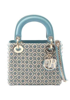 Christian Dior Pre-Owned 2010-2025 Mini Canvas Honeycomb Embroidery Crystal Lady Dior satchel - Green