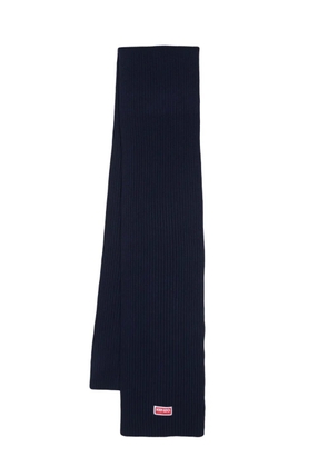 Kenzo logo-patch ribbed-knit scarf - Blue
