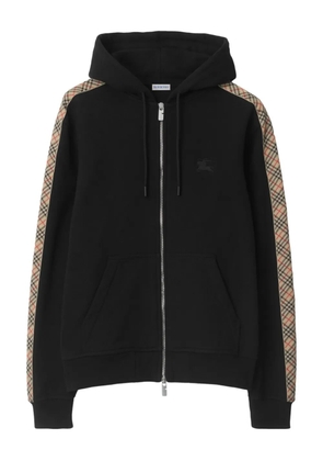 Burberry check-trim cotton hoodie - Black