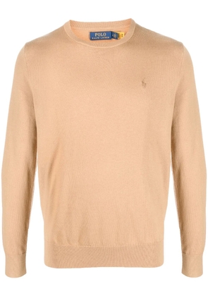 Polo Ralph Lauren embroidered-logo cotton-cashmere blend jumper - Neutrals