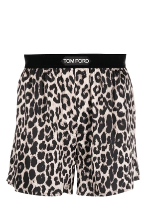 TOM FORD leopard-print silk boxer - Black