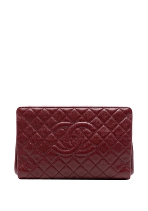 CHANEL Pre-Owned 2013-2014 CC Quilted Caviar Frame clutch bag - Red