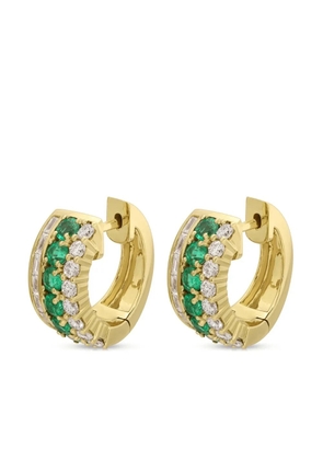 Anita Ko 18K yellow gold Lola diamond and emerald huggie earrings