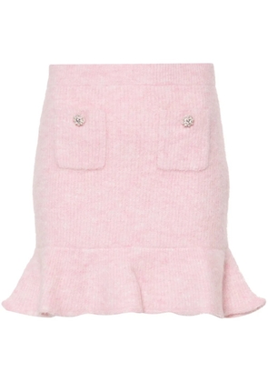 Self-Portrait knitted mini skirt - Pink