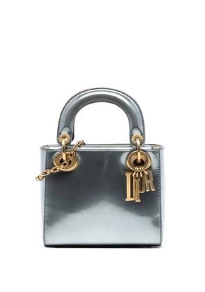 Christian Dior Pre-Owned 2018 Mini Metallic Patent Lady Dior satchel - Silver