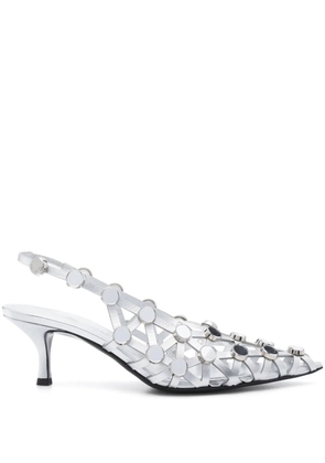 The Attico 50mm Grid pumps - Silver