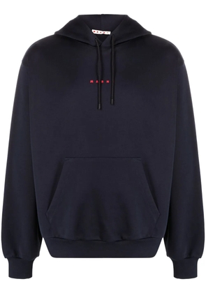Marni logo-print cotton hoodie - Blue