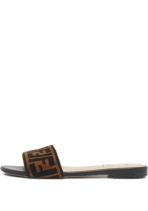 Fendi Pre-Owned Zucca velvet slides - Brown