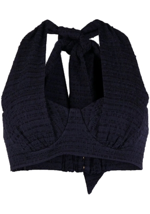 ZIMMERMANN tweed halterneck cropped top - Blue