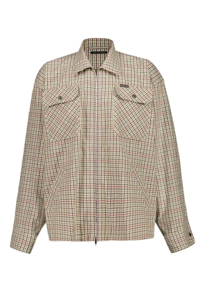Balenciaga check zip-up shirt jacket - Green