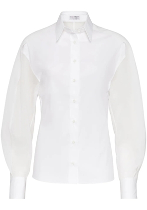 Brunello Cucinelli organza-panels buttoned shirt - White