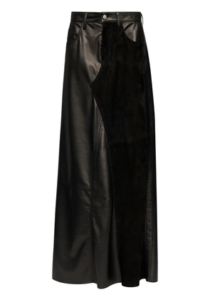 MM6 Maison Margiela 5-pockets panelled leather long skirt - Black