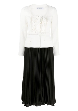 Self-Portrait pleated-skirt midi dress - Black