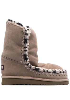 Mou constrast-stitching moccasin boots - Neutrals