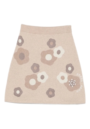 Kenzo floral-pattern knit skirt - Neutrals
