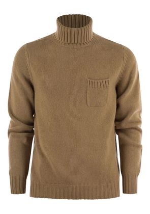 Fedeli ribbed pocket turtleneck sweater - Brown