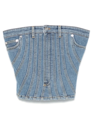 Mugler spiral denim bustier - Blue