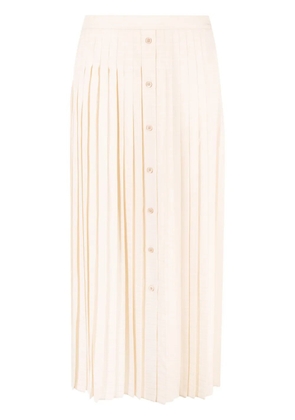 Prada logo-jacquard silk pleated skirt - Neutrals