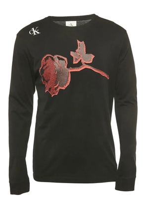 Calvin Klein Vintage rose-print long-sleeve T-shirt - Black