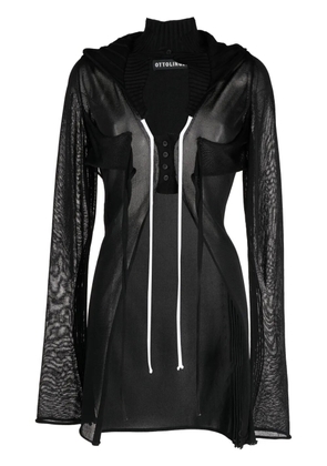 Ottolinger cut-out knitted cardigan hoodie - Black