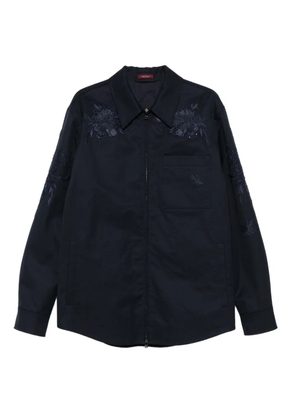 Gucci floral-embroidered zip-up jacket - Blue